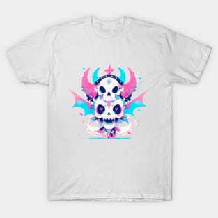 Skulls with horns and bat wings T-Shirt